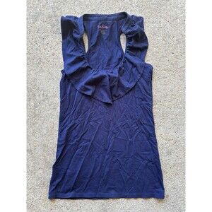 Lilly Pulitzer Navy Pima Knit Cleo Ruffle Top Size Extra Small